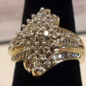 Solid yellow gold diamond ring